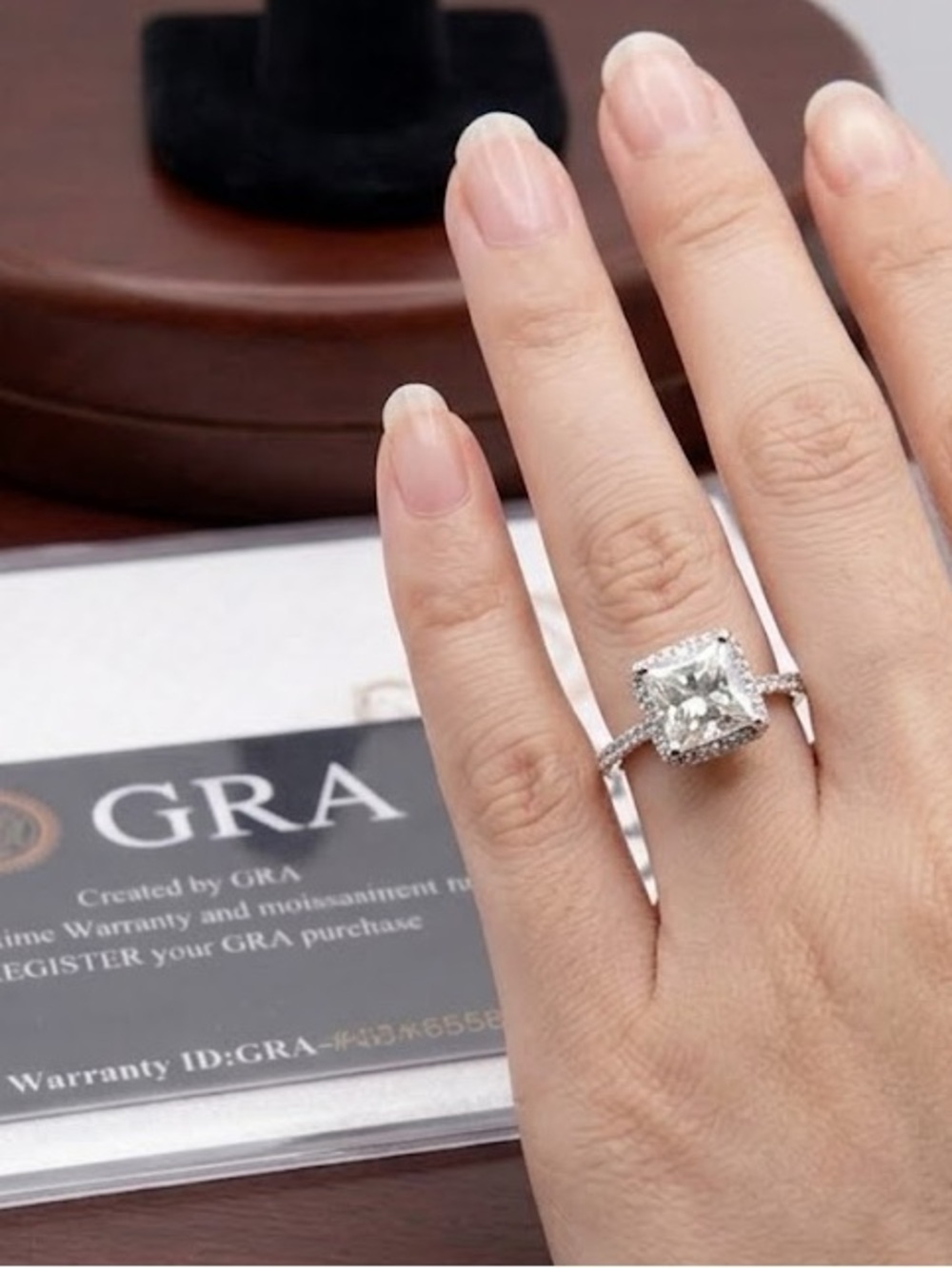 NWT 3ct Princess Cut Moissanite Ring, .925 Sterling Silver. Size 8 - Picture 2 of 6